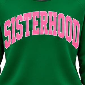 Green Sisterhood <b>Heart</b> Graphic Women <b>Sweatshirt</b> Knitted Rib Crew Neck Long Sleeve Casual Pullover Fashion Custom Ladies Clothing - Product Image 5