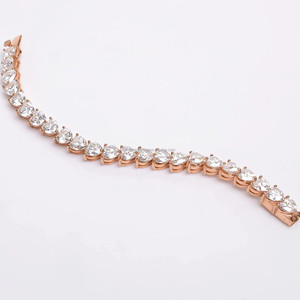 RB Gems 18k Solid Rose Gold Romantic Love Valentine Heart Design Lab Grown Diamond GIA Certified Bezel Set High Fine <b>Bracelet</b> - Product Image 3
