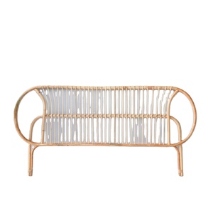 2022 lit rond en bois massif de nouvelle conception avec tête de lit en rotin meubles de lit en teck de Style traditionnel - Product Image 1