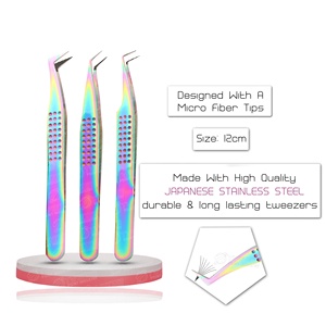 Nouvelle arrivée Custom Made Diamond Grip Pince à épiler d'extension de cils pointus en acier inoxydable Vente en gros avec logo privé - Product Image 2