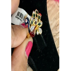 Women's Peacock <b>Cocktail</b> <b>Ring</b> 18K <b>Gold</b> Plated Pave Setting Cubic Zirconia Animal Shape Glam Jewelry Gift - Product Image 1