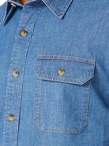 เสื้อเชิ้ตเดนิมผู้ชายสีกลาง ล้างทำความสะอาดง่าย เป็นมิตรกับสิ่งแวดล้อม ผ้าฝ้าย 100% สไตล์สมาร์ทแคชชวล แขนยาว ติดกระดุมด้านหน้า แฟชั่น น้ำหนักเบา สวมใส่สบาย - Product Image 5