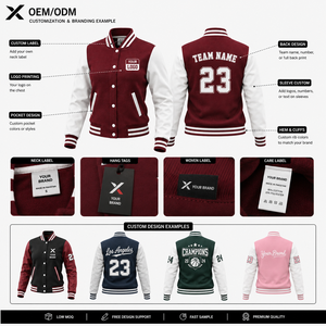 Chaqueta Varsity para Mujer con Sublimación y Serigrafía, Manga Larga, Cuello Camisero, Diseño de Letras Bordadas, para Otoño, con Logotipo X - Product Image 4