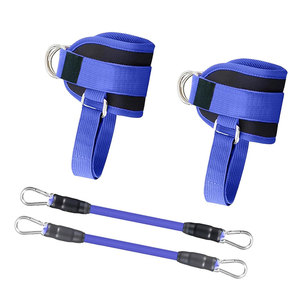 Bandes de résistance élastiques en nylon bleu avec crochets mousquetons pour l'exercice physique, utilisables en toutes saisons - Product Image 1
