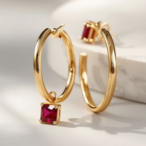 Pendientes de Aro Texturizados de Oro Sólido de 9K con Gotas de Piedras Preciosas Moradas de Corte Cojín, Joyería Fina, Pendientes Minimalistas y Elegantes - Product Image 6