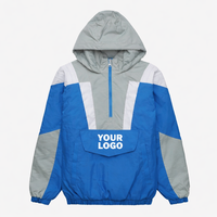 Veste coupe-vent personnalisée pour homme Starter, style universitaire |   Veste légère imperméable à capuche avec fermeture éclair |   Logo personnalisé en gros