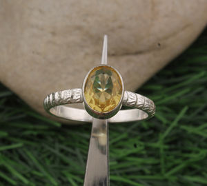 Bague en argent sterling 925 avec citrine naturelle, pierre précieuse jaune taille brillant de luxe pour femme, bijoux pour mariage, anniversaire, fiançailles - Product Image 5