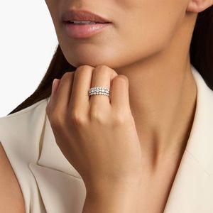 <b>Diamond</b> Three-Row Alternating Fashion <b>Ring</b> in White Gold - Product Image 2