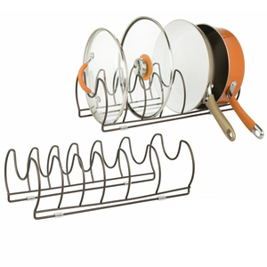 Organizador de ollas y sartenes de alambre metálico de estilo moderno, soporte para tapas de sartenes, para gabinetes de cocina y estantes de despensa - Product Image 1
