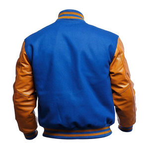 Men's Varsity Jacket Contrast Leather Sleeve Wool Letterman Jacket Custom Private Label OEM ODM Fashion Apparel - Product Image 6
