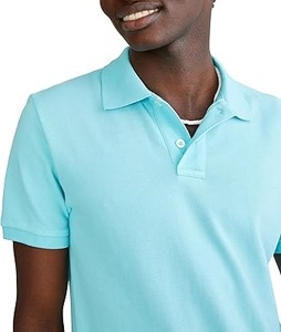 Chemise pour homme, nouvelle mode, coton et polyester, col montant, haute qualité, manches courtes, séchage rapide, motif uni, vêtements de golf décontractés - Product Image 5