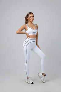 Conjunto de Yoga y Pilates de Marca Famosa al por Mayor, Sólido, Transpirable, Elástico, Sin Costuras, Acanalado, de Cintura Media, Ecológico, de Spandex/Poliéster - Product Image 4