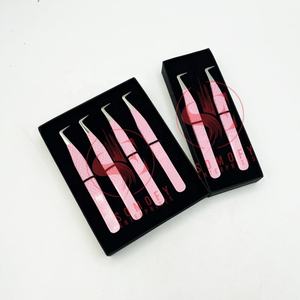 Pince à épiler pour extension de cils personnalisée à 90 degrés en argent rose bébé beauté durable pointe en fibre d'acier commande privée faite - Product Image 4