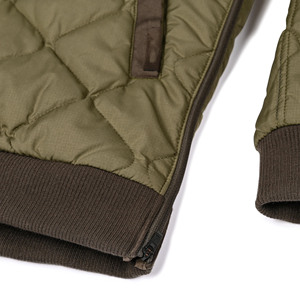 Unisex Olive Green <b>Quilted</b> Hooded Jacket Side Front Pocket Windproof Winter Wear Ripstop Nylon Woolie <b>Hoodie</b> Customized Color - Product Image 3