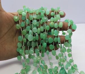 AAA Natural Chrysoprase Smooth Heart Shape Briolette 8 Inch Strand Heart Chrysoprase Beads 6-8MM Smooth Chrysoprase Beads Bulk - Product Image 2