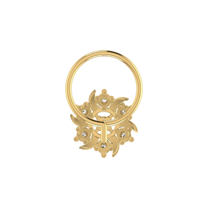 AJRETAIL – Clou de nez pour femme, motif floral ethnique, or 14 carats, design éclat solaire, diamant naturel 0,06 ct, certificat GIA - Product Image 5