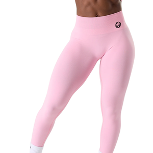 Leggings de compression sans couture taille haute rose clair pour femme, idéaux pour la gym, le fitness, le yoga, la course à pied, l'entraînement, résistants aux squats, extensibles dans quatre directions - Product Image 3