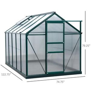 10 'X 6' X 7 'policarbonato di alluminio Walk-In resistente UV giardino serra colore verde per giardini esterni - Product Image 3