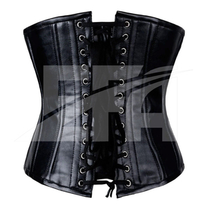 Corset à baleines en acier avec fermeture éclair frontale pour le bureau, bustier sexy pour femme, corsets en similicuir écologique avec broderie à rivets - Product Image 3