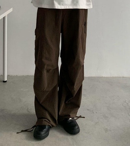 Pantalon cargo évasé décontracté vintage 2025 pour homme, avec fermeture éclair, démontable, à boutons, en laine peignée, service OEM - Product Image 4