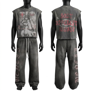 Ensemble pantalon et t-shirt sans manches personnalisé en polyester et élasthanne 230 GSM, anti-humidité, avec empiècements bleus par sublimation, pour femmes - Product Image 2