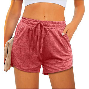 Pantalones Cortos de Mujer de Forro Polar, Cintura Alta, Bolsillos Laterales, Cordón Ajustable, Cintura Elástica, Corte Holgado, Ropa Informal - Product Image 1