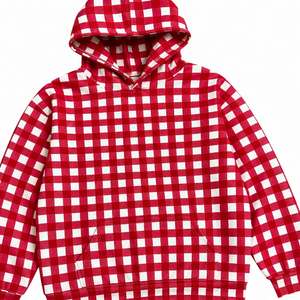 Sudadera con Capucha a Cuadros para Mujer, Personalizada, Roja y Blanca, con Estampado a Cuadros, Informal, de Manga Larga, con Bolsillo Tipo Canguro - Product Image 5