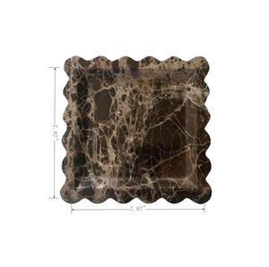 <b>Black</b> marble tray round serving tray ripple edge tray decorative platter vanity tray candle tray jewelry organizer coffee table - Product Image 6