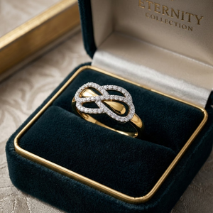 แหวนเพชรดีไซน์อินฟินิตี้สำหรับผู้หญิง ทองคำขาว 14K |   แหวนเพชรทรงกลมประดับเพชรแบบพาเว่ ดีไซน์หรูหรา สำหรับเป็นของขวัญในโอกาสครบรอบแต่งงาน - Product Image 3