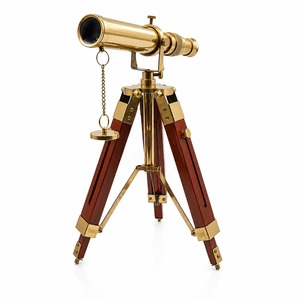 Telescopio Náutico Vintage de Latón Chapado en Oro con Trípode de Madera, 10 Pulgadas, Aumento 5X, Grabado Láser para Decoración del Hogar - Product Image 3