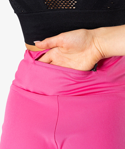 Women's High <b>Waist</b> Pink Running Shorts Breathable Quick Dry Loose Fit with Pockets <b>Elastic</b> <b>Waist</b> Knitted Spandex Polyester 180g - Product Image 5