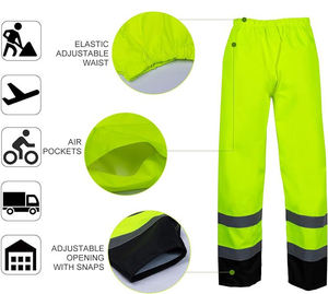 Combinaison de pluie haute visibilité réfléchissante en polyester Oxford 300D, veste et pantalon imperméables, ensemble de vêtements de travail industriels et d'extérieur avec logo personnalisé - Product Image 4