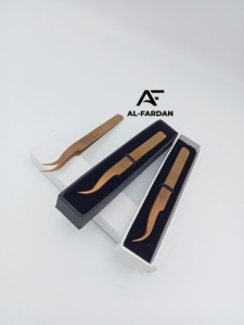 Rose Gold Plasma Color Strong Curved Shape Eyelash Extension Tweezers Dumont Print Stainless Steel <b>Lash</b> Tweezer with Card Boxes - Product Image 6