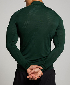 Camiseta de Compresión de Manga Larga con Cierre de Cremallera de Alta Calidad para Hombre, Color Verde Oscuro, Absorbente de Sudor, Transpirable, de Secado Rápido, Elástica, para Yoga - Product Image 2