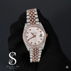 Unisex Luxury Moissanite Diamond <b>Watch</b> Stainless Steel and <b>18K</b> <b>Gold</b> Two-Tone Plated Quartz Movement Fine Fashion Jewelry - Product Image 1