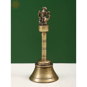 กระดิ่งขนาด7นิ้วทำด้วยมือรูปปั้นพระพิฆเนศทำด้วยมือทำในอินเดีย - Product Image 3