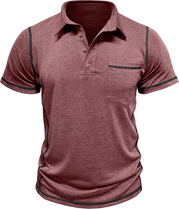 Polo Básico para Hombre, de Algodón, con Botones, Casual, Liso, con Bolsillo, Ligero, para Golf, de Manga Corta, Clásico, de Punto - Product Image 1