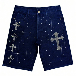 Nueva Llegada, Pantalones Cortos de Mezclilla para Hombre a la Moda, Pantalones Cortos de Mezclilla de Alta Calidad a Precio Económico, Pantalones Cortos Largos de Mezclilla de Cintura Alta para Hombre - Product Image 1