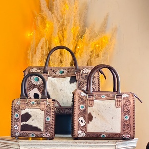 Sac bandoulière en cuir véritable Venus, motif floral fait main, style western, fermeture éclair, 45-55cm – Nouvelle collection très prisée - Product Image 5