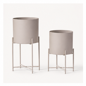 Juego de 2 Macetas Metálicas con Soporte Alto, Estilo Vintage, Decorativas para Interiores, para Sala de Estar, Hotel y Oficina - Product Image 4