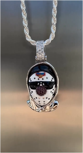 Colgante de máscara de hockey sobre hielo con cadena de cuerda, Plata de ley, Moissanita VVS, Bañado en rodio, Tendencia, Más vendido, Hip Hop, Bling, Lujo - Product Image 2