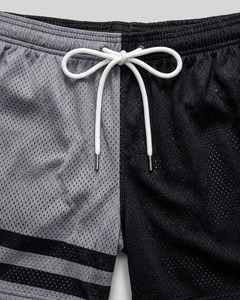 Shorts de baseball pour hommes en maille/polyester tricoté, couleur unie, style urbain tendance, taille haute, logo avant élastique, respirant, séchage rapide - Product Image 5