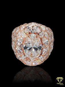 Bague de cocktail de luxe en moissanite avec pierre centrale ovale pour femme - Product Image 3