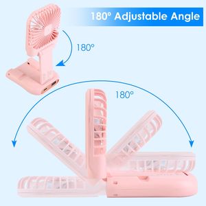 Ventilateur portable pliable 5-en-1 mains libres rechargeable avec sangle de cou, 3 vitesses, ventilateur à main, batterie externe et support de téléphone - Product Image 4