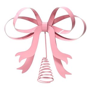 โบว์โลหะสีชมพูสำหรับตกแต่งยอดต้นคริสต์มาส ของตกแต่งภายในบ้าน สไตล์โมเดิร์น ทนทาน แขวนประดับได้ - Product Image 1