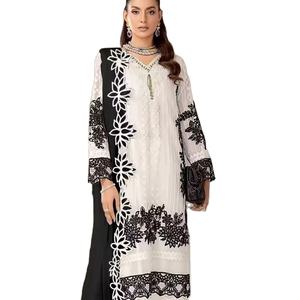 El último diseñador Faux Georgette bordado a mano trabajo Kurti Set por Fab Zone - Product Image 1