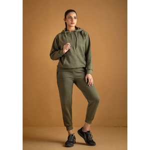 Conjunto Deportivo de 2 Piezas para Mujer, Color Verde, de Alta Calidad, Cálido, Informal, Ligero, Holgado, con Sudadera con Capucha y Pantalones Largos - Product Image 6