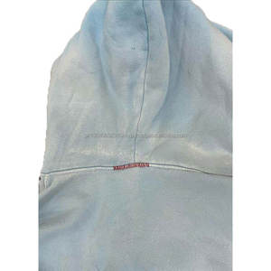 Light Blue Sun Faded Acid Stone Washed Distressed Hoodie Oversized Heavyweight Cotton <b>Tie</b> Dye Full Zip Up <b>Vintage</b> Mens Hoodies - Product Image 2