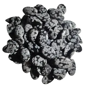 Aaa + Kwaliteit Groothandel Natuurlijke Sneeuwvlok Obsidiaan Geboord Losse Edelsteen Cabochon Voor Genezende Sieraden