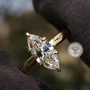 Anillo de Compromiso Unisex con Diamante Ovalado Marquise de 4 Quilates Cultivado en Laboratorio, Certificado IGI, Engaste de Garras, Oro Vermeil de 14k, Estilo Eternidad - Product Image 1
